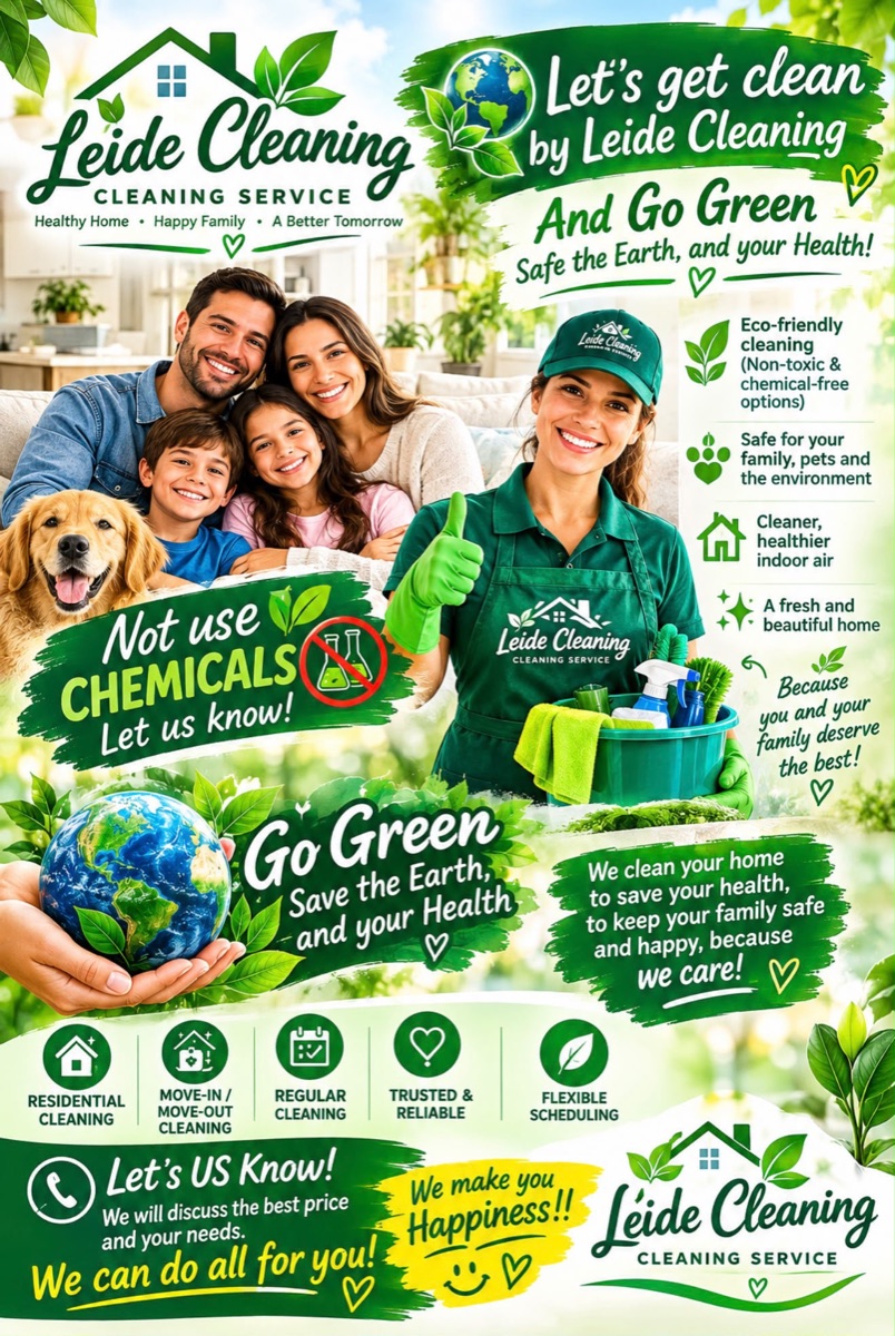 Go Green: eco-friendly, non-toxic cleaning option from Leide Cleaning